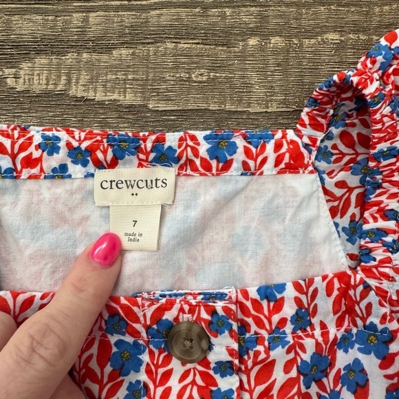 Crewcuts blue and red floral button front dress 7 - Picture 3 of 7